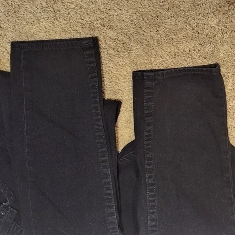 True Religion Ricky‎ Straight Denim Jeans Jet Black w/Flaps 32x35 Super T Stitch